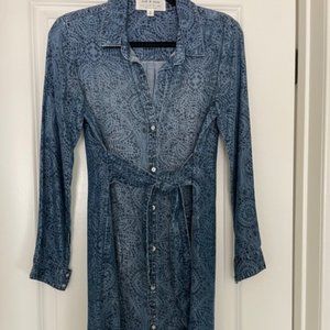 Cloth & Stone | Blue Chambray Print Button Dress